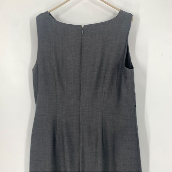 Black Label by Evan Picone Sz 14 Sleeveless Gray Sheath Dress with Black Piping - Picture 5 of 11